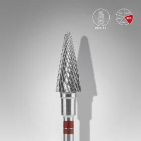   Staleks Karbid csiszolófej balkezeseknek - “cone” piros - FT73R060/14