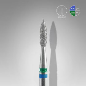   Staleks Gyémánt csiszolófej DUO hegyes - "flame" kék-zöld - FA11BG021/8