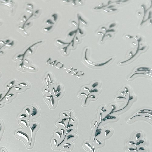 Körömmatrica - Silver Leaves