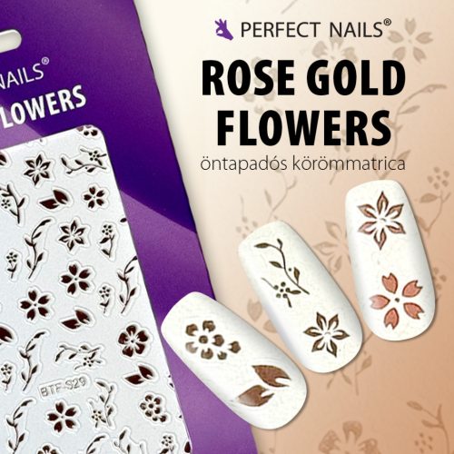 Körömmatrica - Rose Gold Flowers