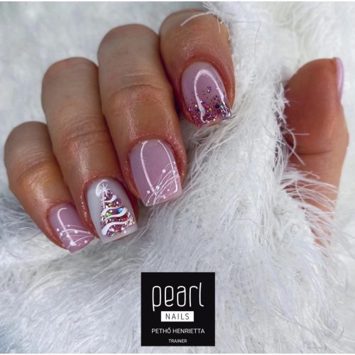 Pearl Nails Gél lakk - Classic 808 Glitter rózsa 7ml