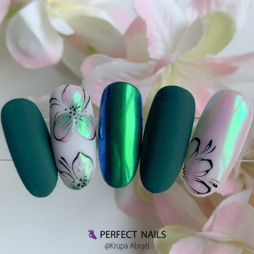 Chrome Powder - Körömdíszítő Aurora Fátyol Krómpor - Green