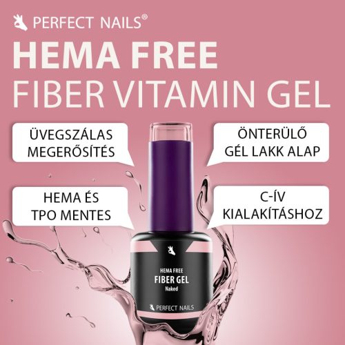 Fiber Vitamin Base Gel - Hema Free Erősített Gél Lakk Alap - Clear - 15ml