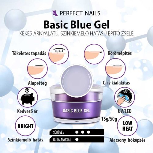 Basic Blue Gel - Műkörömépítő Zselé 50g